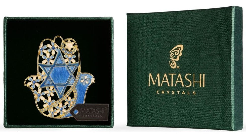 Hanging Hamsa Dove and Flowers with Star of David Wall Decor