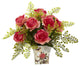Rose and Maiden Hair With Floral Planter, Dark Pink