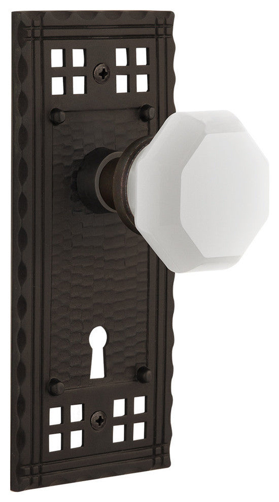 Craftsman Plate with Keyhole Double Dummy Waldorf White Milk Glass Knob