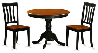 Anti3-Blk-W Dining Set - 3 Pcs With 2 Wood Chairs