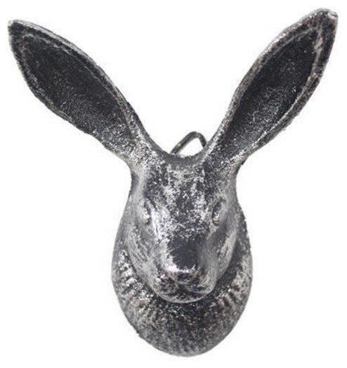 Rustic Silver Cast Iron Decorative Rabbit Hook 5"