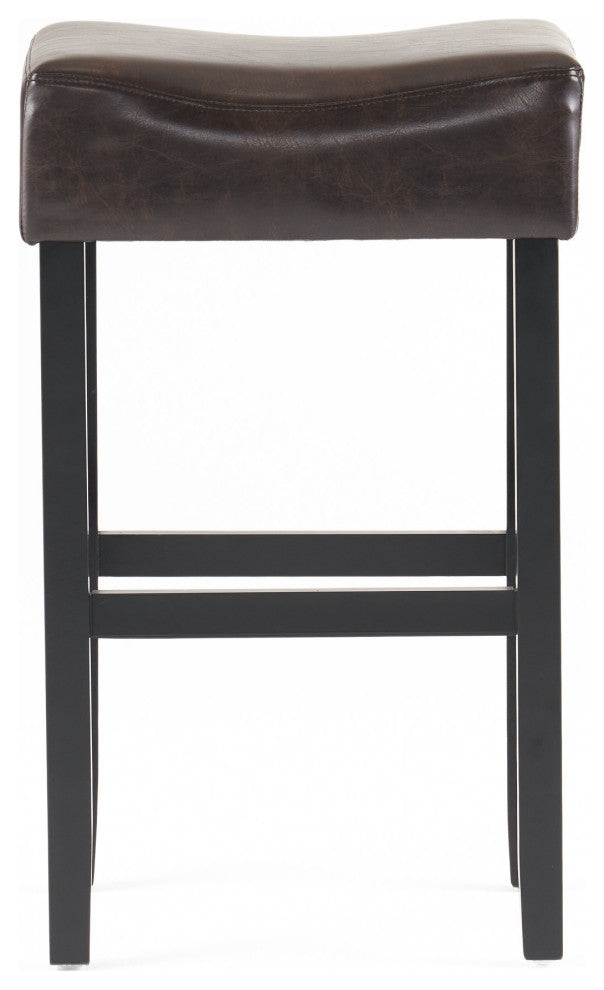 GDF Studio Adler Brown Leather Backless Bar Stools, Set of 2