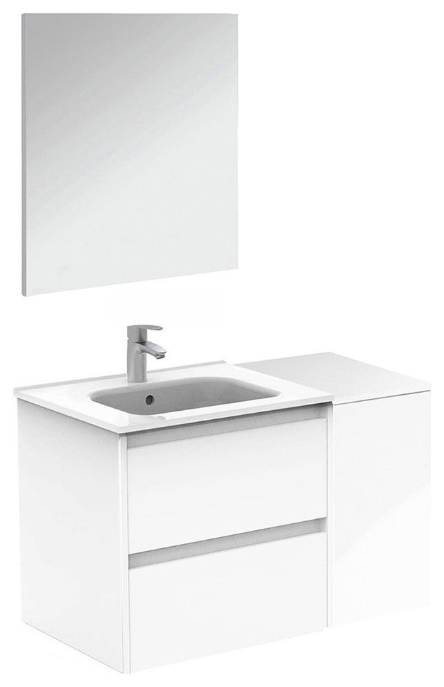 36" Vanity Set with Mirror and Sink Sansa by Royo, White, 36"