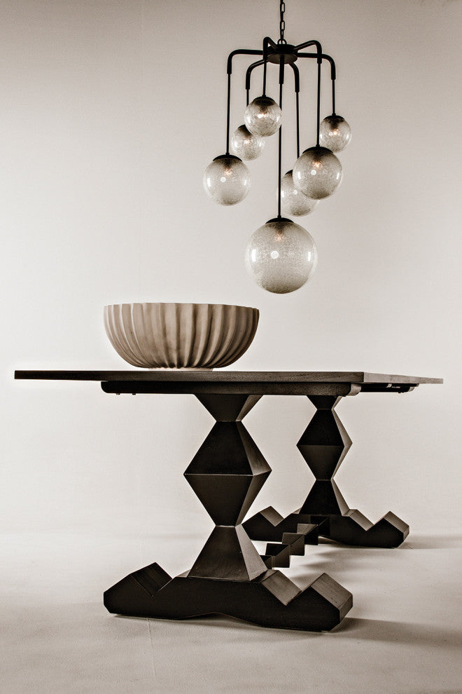 NOIR Furniture - Madeira Dining Table in Hand Rubbed Black - GTAB577HB
