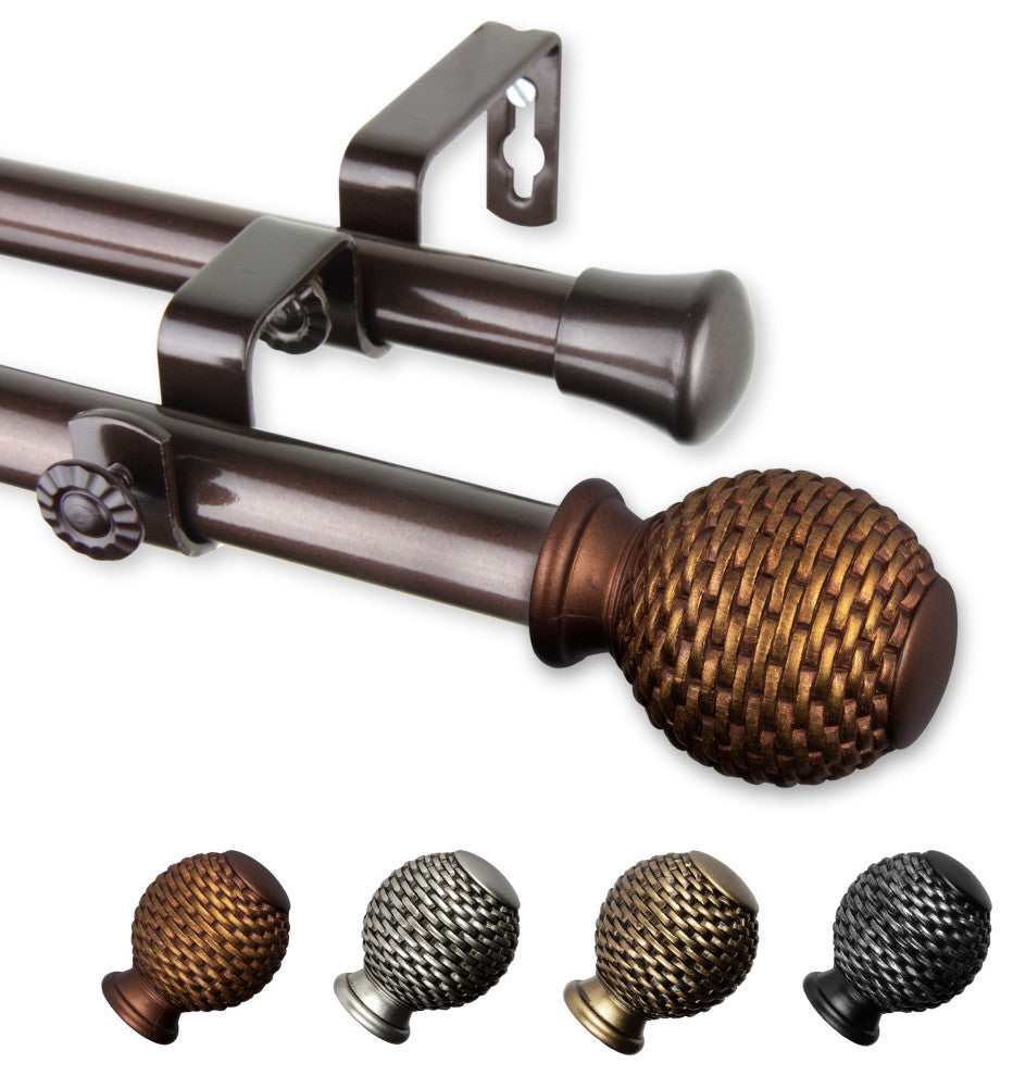 Vanna 13/16" Double Curtain Rod Cocoa