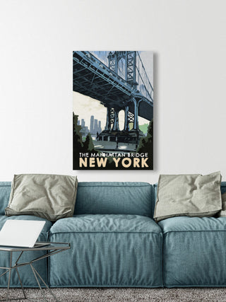 "Manhattan Bridge" Painting Print on Wrapped Canvas, 40x60
