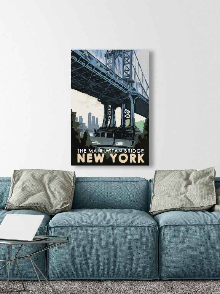 "Manhattan Bridge" Painting Print on Wrapped Canvas, 40x60