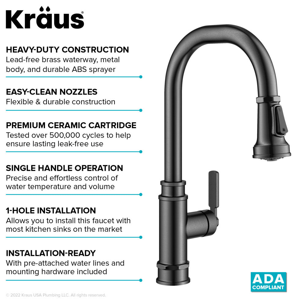 Sellette Pull-Down Kitchen Faucet, Spot Free Black Stainless, Model Kpf-4101sfsb