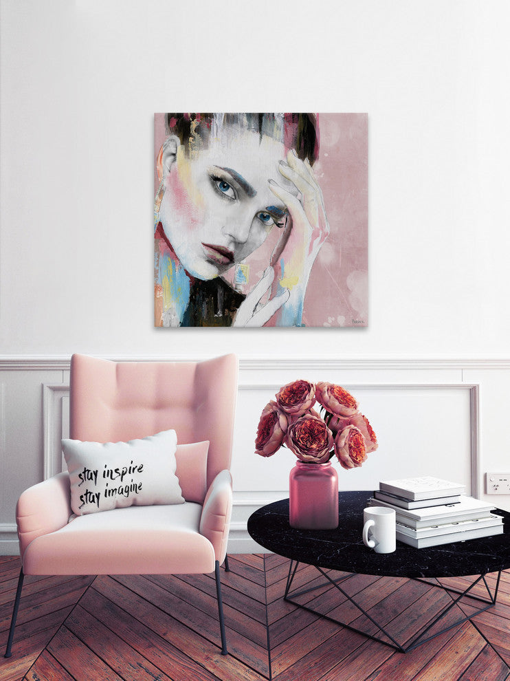 "Doubtful Pose II" Painting Print on Wrapped Canvas, 32"x32"