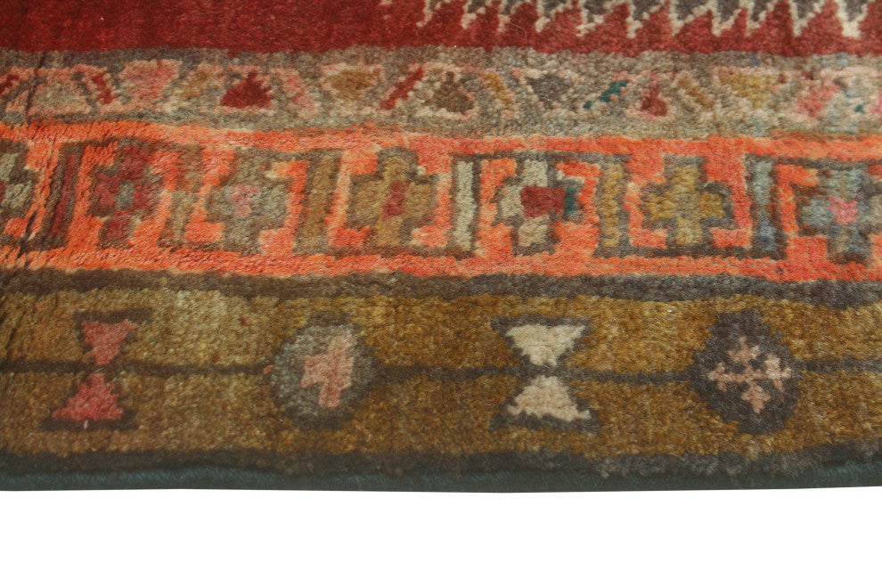 Fine Vintage Distressed Behice Burgundy/Charcoal Runner, 3'4 x 9'2