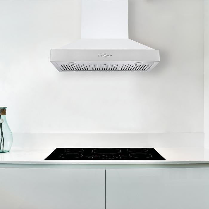 36 in. 600 CFM Wall Mount Pyramid Range Hood in White