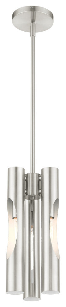 Brushed Nickel Contemporary, Industrial, Urban, Sleek Pendant Chandelier