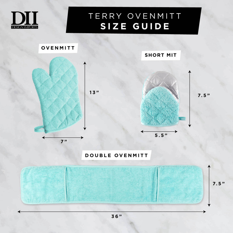 DII Dark Green Terry Oven Mitt, Set of 2