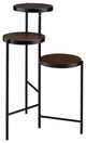 Benzara BM250280 3 Tier Plant Stand, Round Wood Shelves & Foldable Design, Black