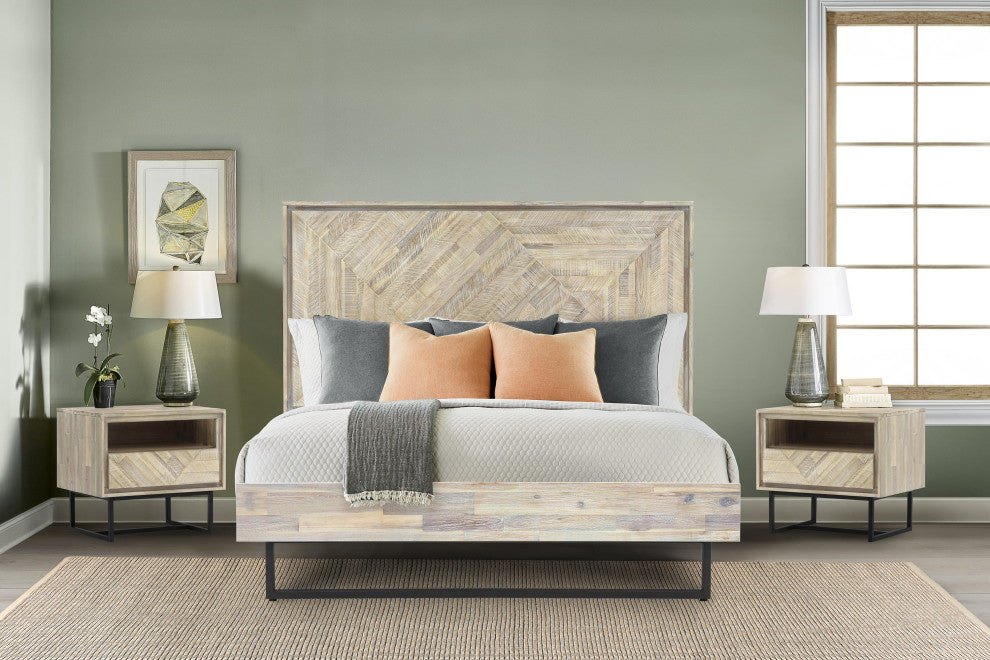 Peridot 3-Piece King Bedroom Set, Natural Acacia Wood
