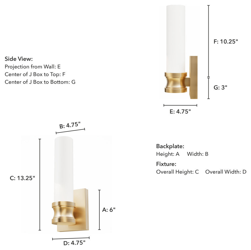 Lenlock Alturas Gold, Cased White Glass 1 Light Sconce Wall Light