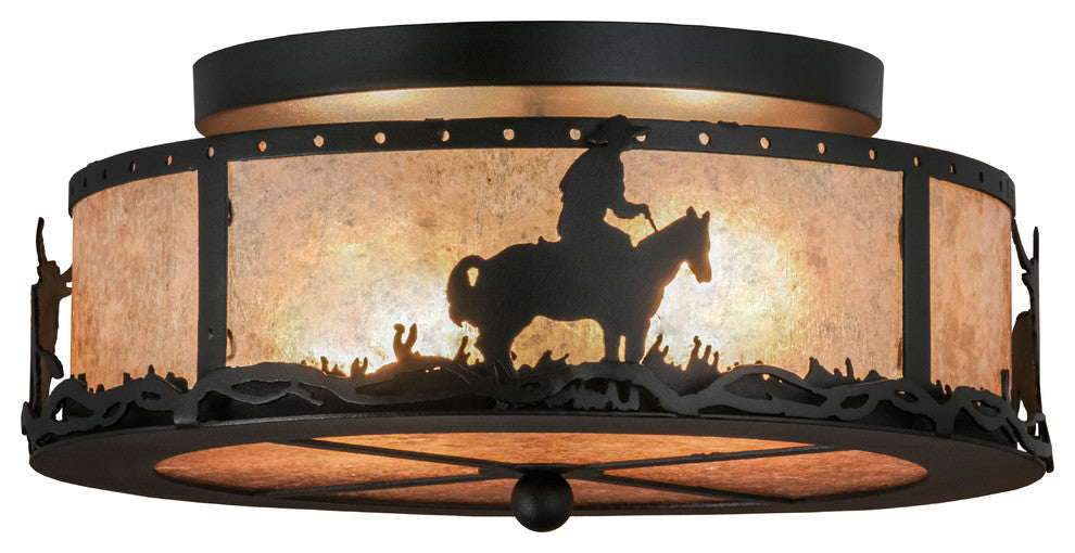 16 Wide Cowboy & Steer Flushmount