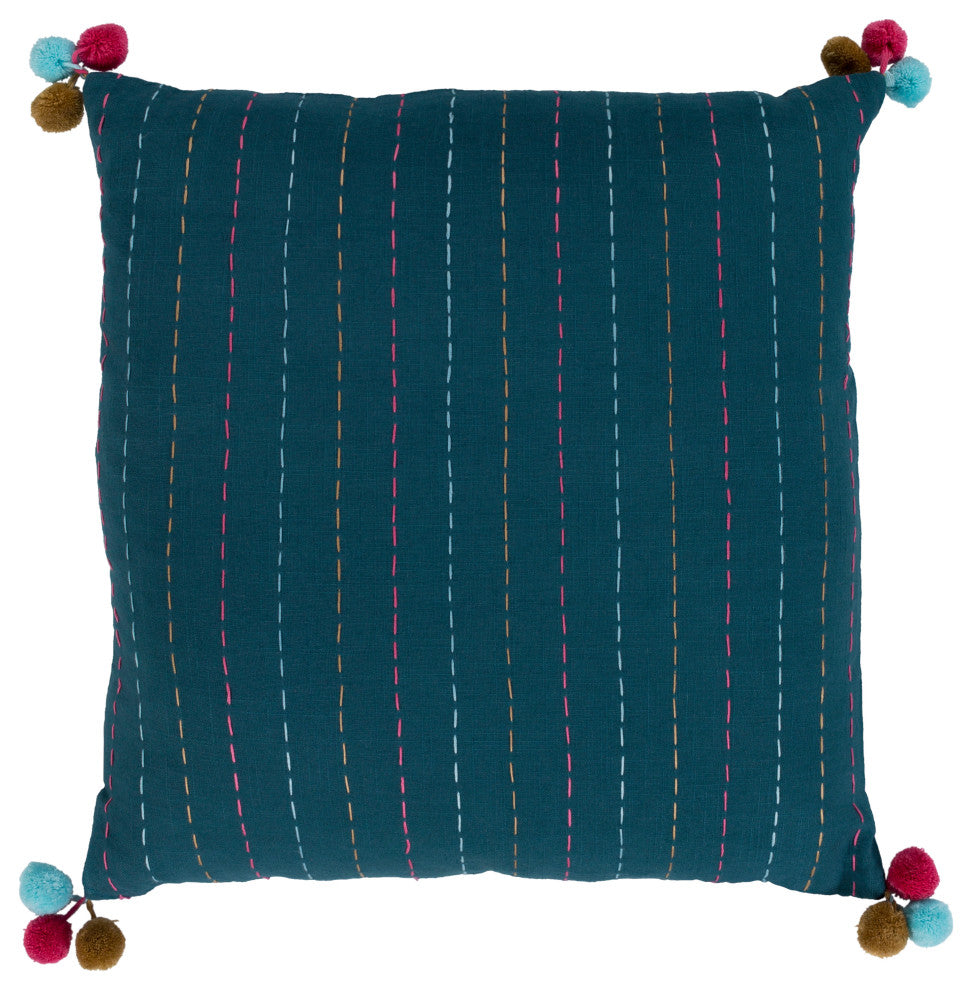 Surya Dhaka DH-002 22"x22" Pillow Kit, Tan/Aqua/Bright Pink/Teal