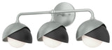 Brooklyn 3-Light Double Shade Bath Sconce, Vintage Platinum, Black, Opal Glass