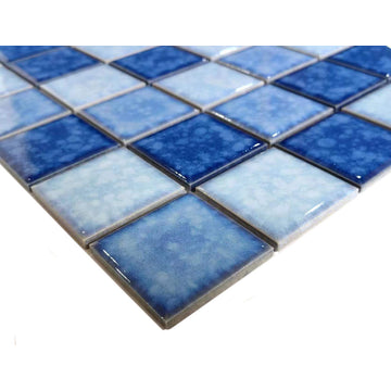 Monet 12"x12" Glossy Porcelain Square Mosaic Tile,Baby Blue, Set of 13