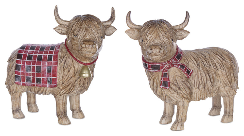 Highland Cow Winter Figurine, Set of 2