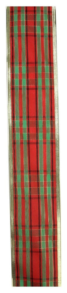 Red & Green Stripe Wired Christmas Craft Ribbon