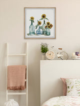 "Sunflowers, Blue Vase" Framed Painting Print