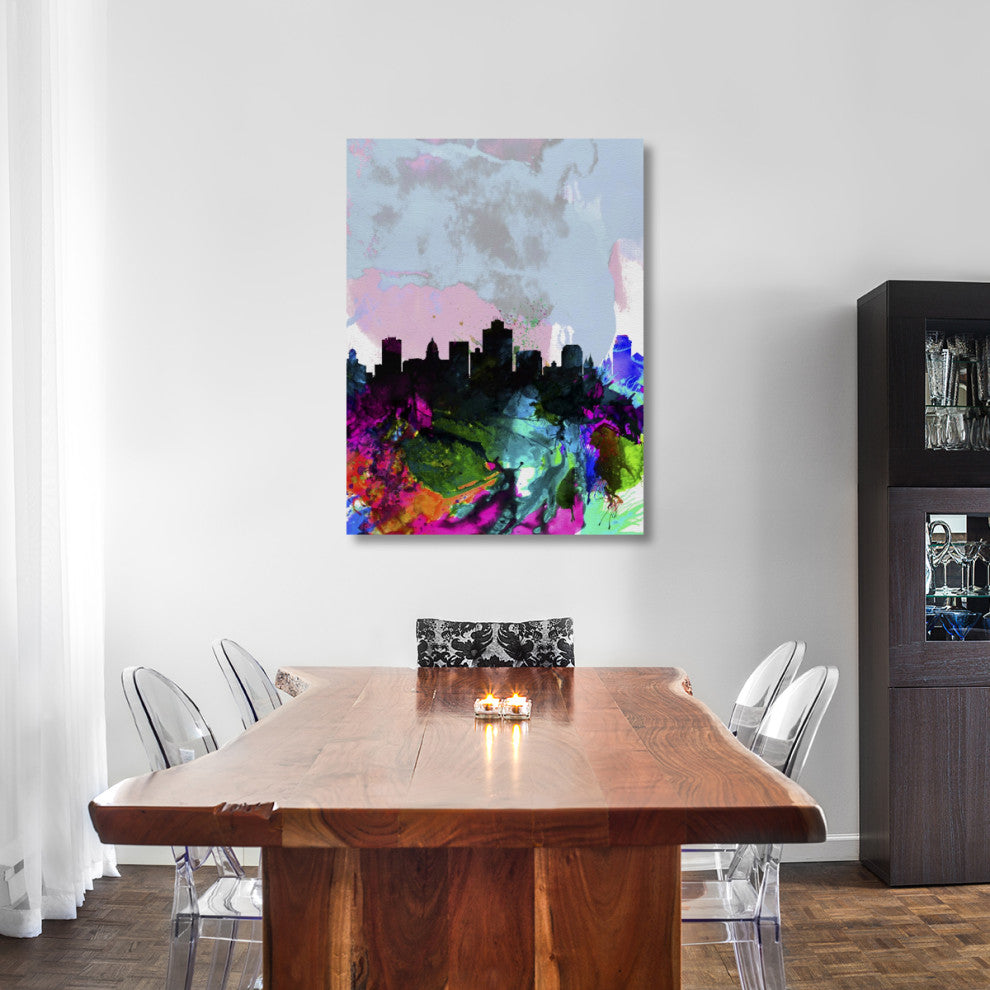 "Salt Lake City Watercolor Skyline" Fine Art Print