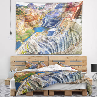 Impressive Mines and Canyon Landscape Wall Tapestry, 80"x68"