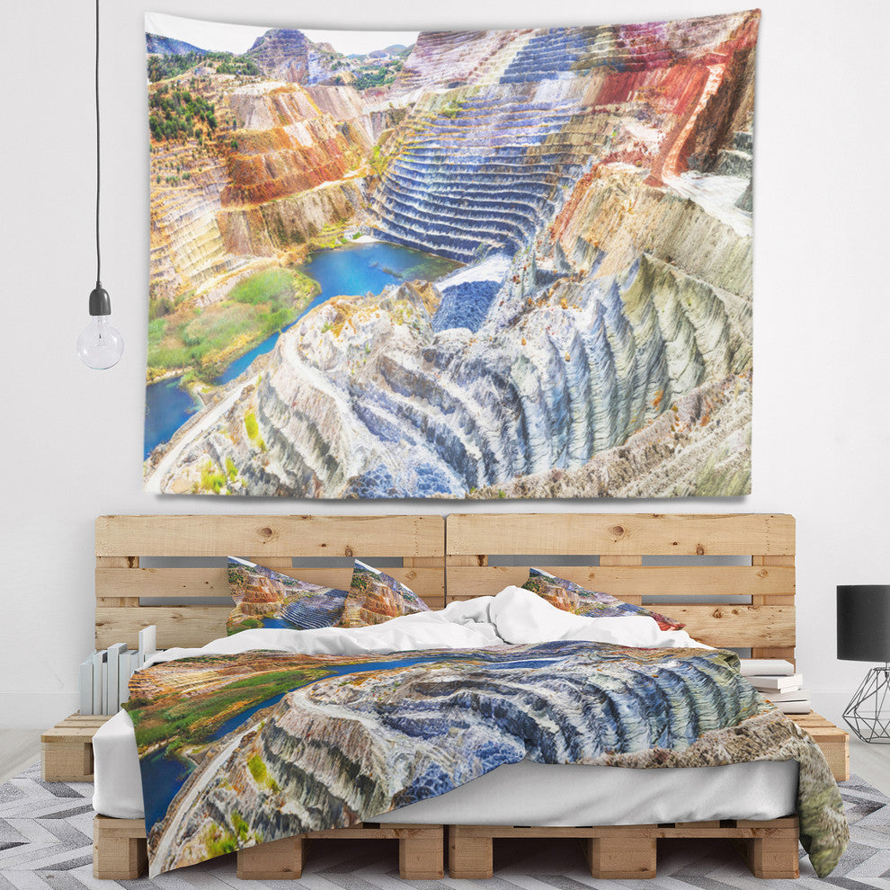 Impressive Mines and Canyon Landscape Wall Tapestry, 80"x68"