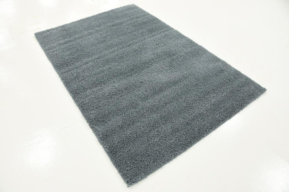 Unique Loom Slate Blue Studio Solid Shag 4' 0 x 6' 0 Area Rug