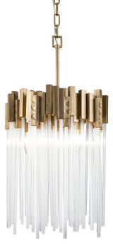 Matrix 3 Light Pendant in Havana Gold with Clear Fluted Glass