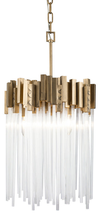 Matrix 3 Light Pendant in Havana Gold with Clear Fluted Glass