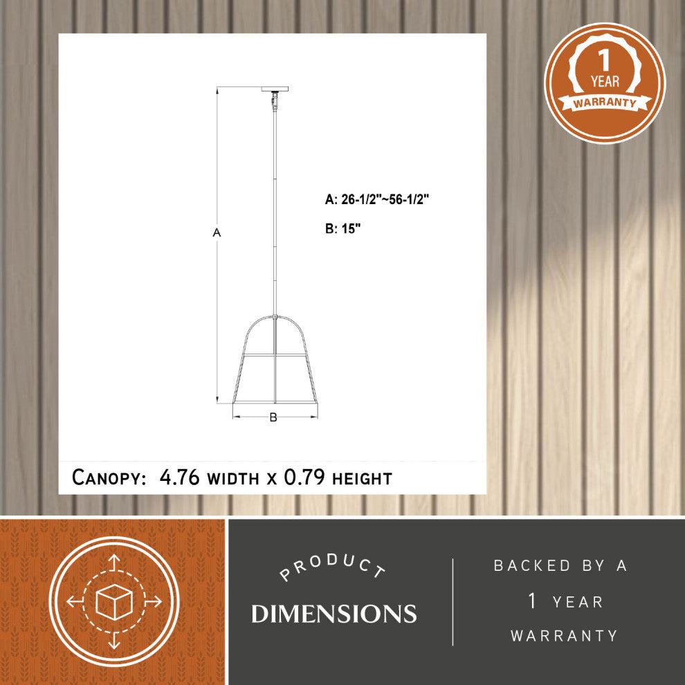 Marion 1-Light Matte Black Mid-Century Modern Cone Pendant, White Fabric Shade, Matte Black