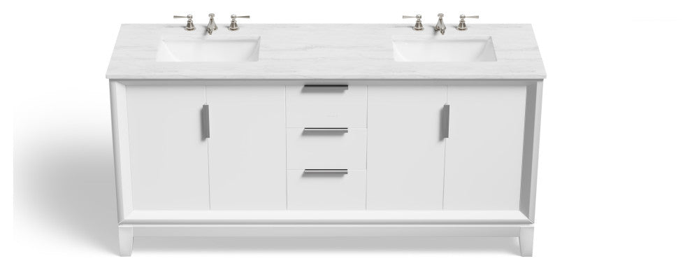 The Ezra Bathroom Vanity, Pure White, 72", Double Sink, Freestanding
