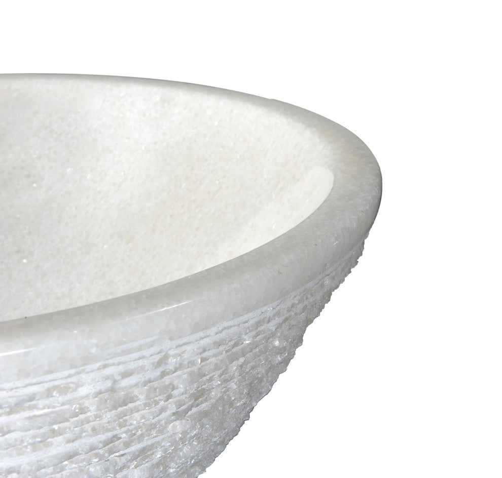 ANZZI Nora Natural Stone Vessel Sink, White Marble