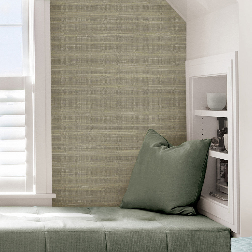 Wheat Grasscloth Raised Ink Peel and Stick Wallpaper, Bolt