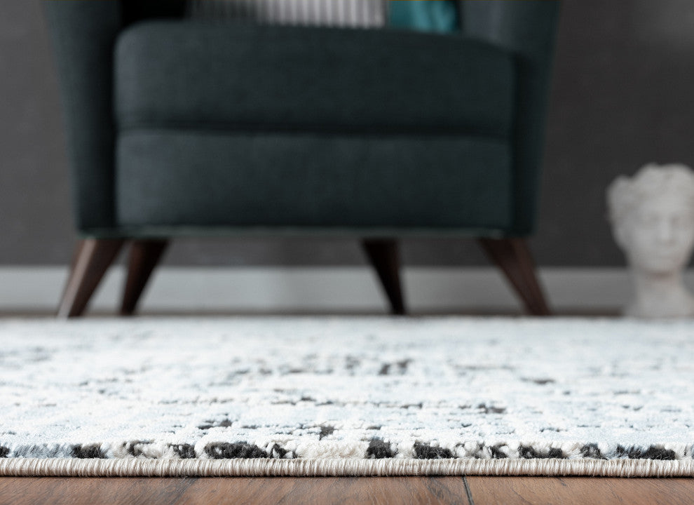 Abani Aspen Collection ASP130A Black Blue Abstract Area Rug
