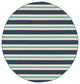 Madelina Stripe Blue and Ivory Indoor or Outdoor Area Rug, 7'10" Round