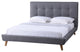 Jonesy Fabric Upholstered Platform Bed, Gray, Queen