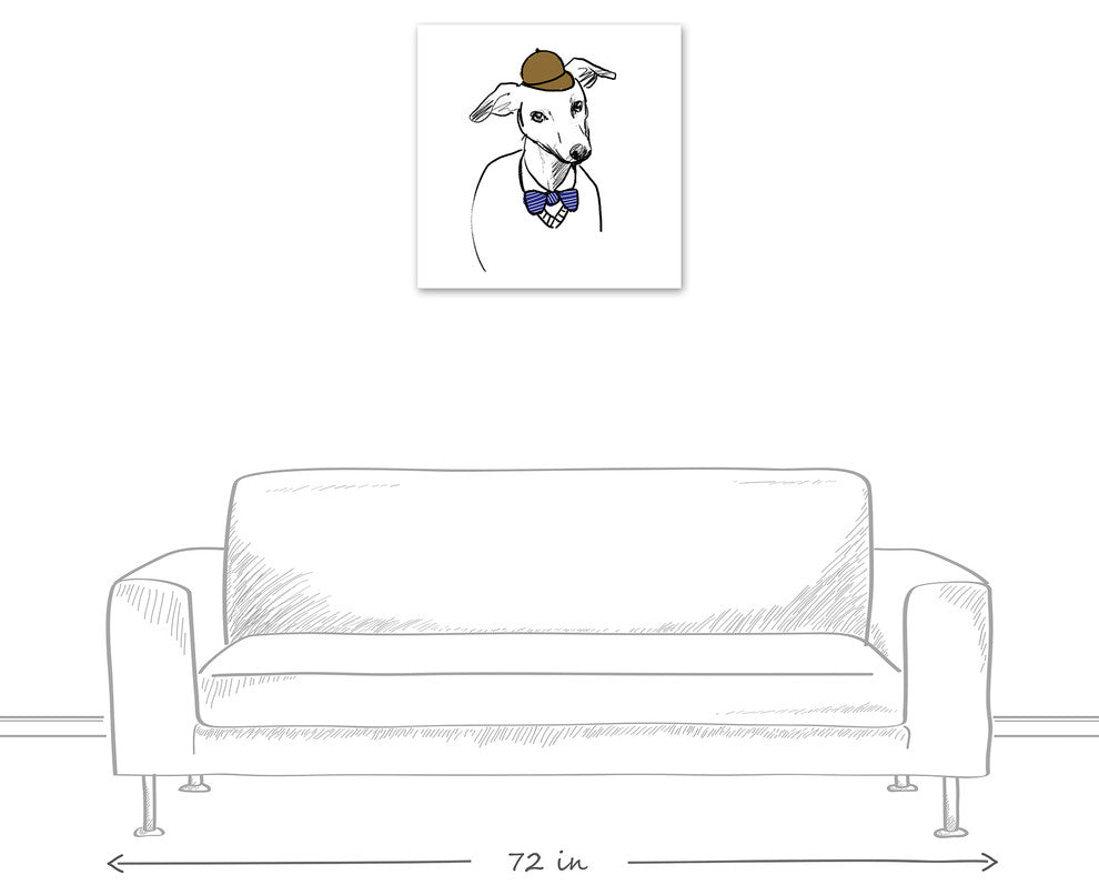 Designs Direct Greyhound With Hat And Bowtie 24x24 Canvas Wall Art