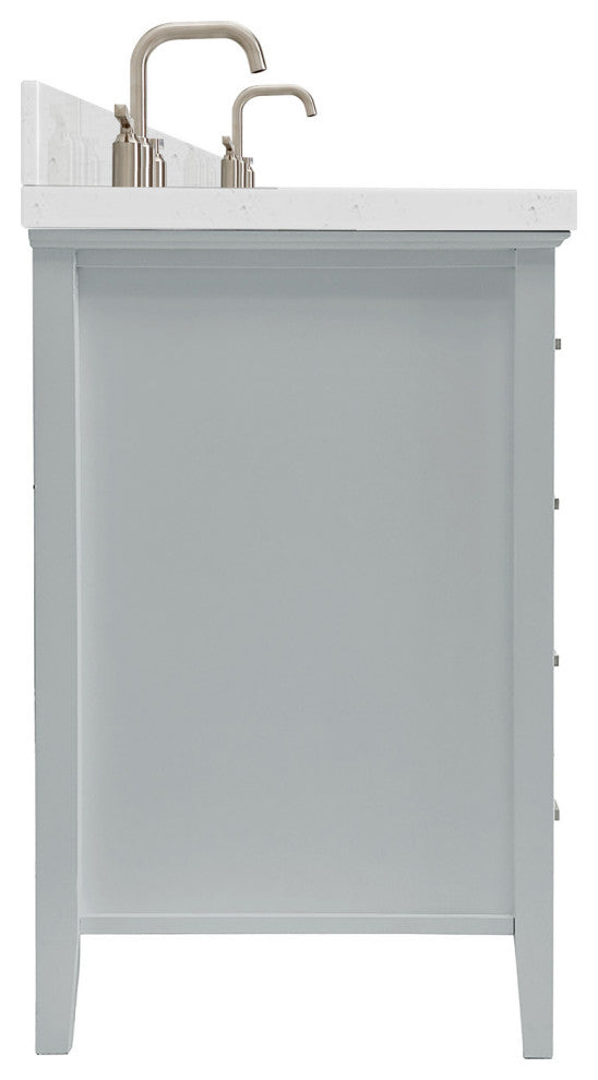 Ariel Kensington 60" Double Rectangle Sink Bathroom Vanity, Carrara Quartz