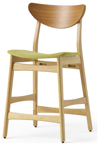 GDF Studio Molle Mid-Century Design Counter Stools, Green/Oak, Set of 2