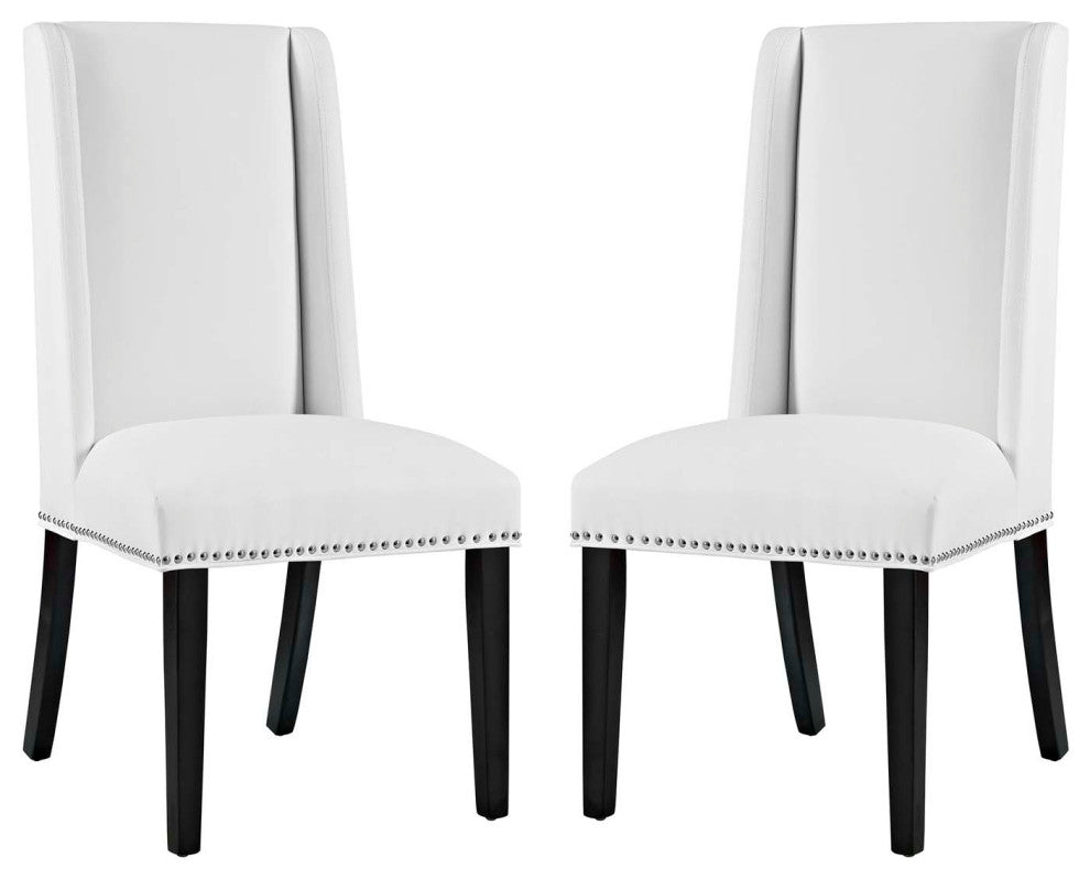 White Baron Dining Chair Vinyl Set of 2