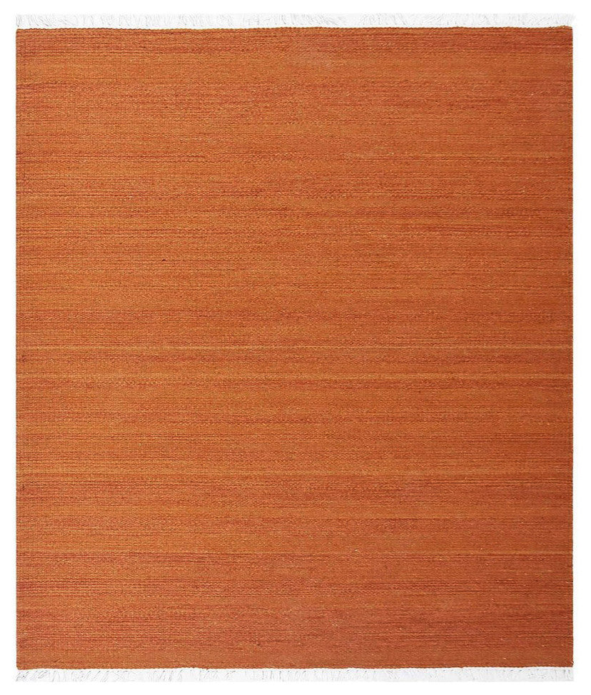 HAND WOVEN FLAT WEAVE KILIM WOOL ECO-FRIENDLY AREA RUGS-Solid,Dark Orange