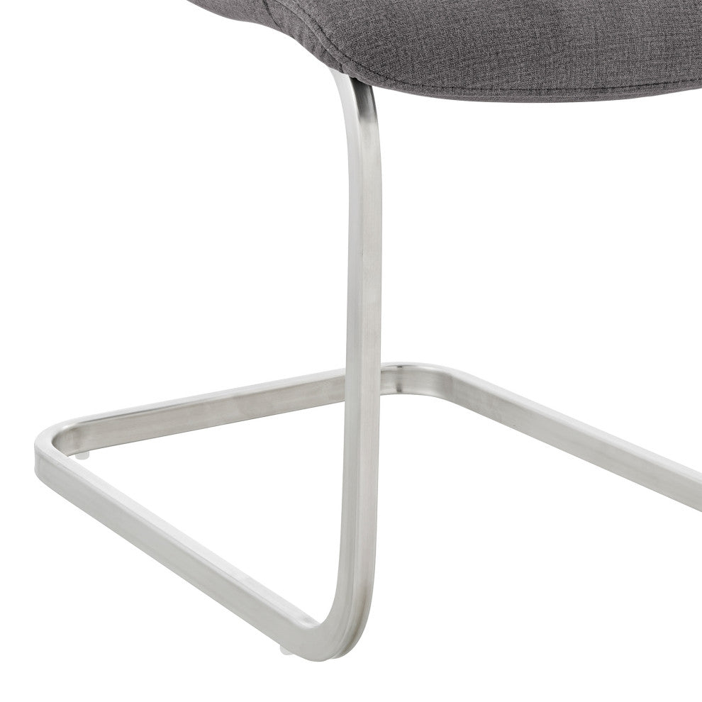 Pacific Gray Dining Room Accent Chair Set of 2, Gray and Stainless Steel