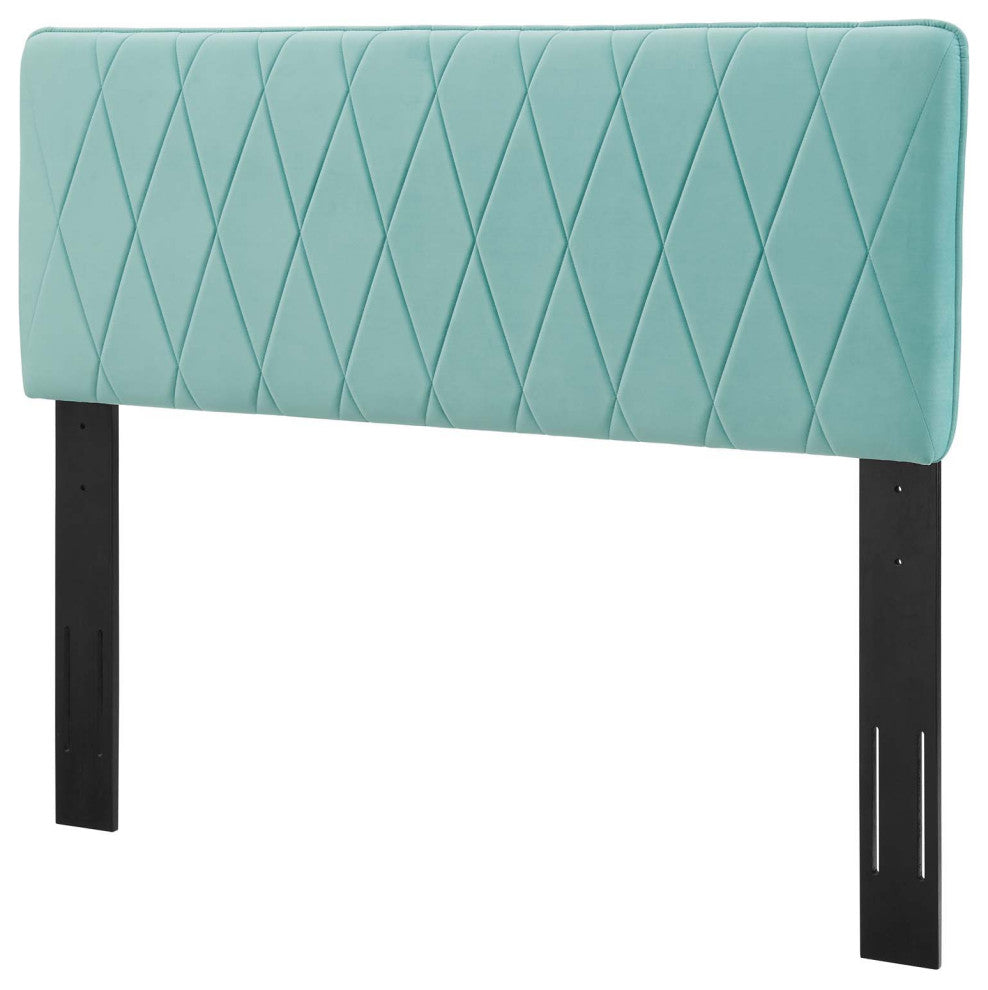 Headboard, Twin Size, Velvet, Blue, Modern Contemporary, Bedroom Master Suite