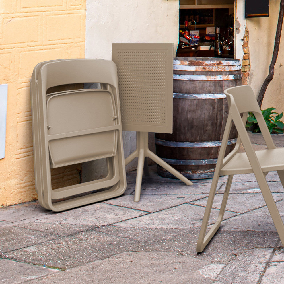 Dream Folding Outdoor Bistro Set With 2 Chairs Taupe