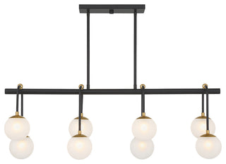 Couplet 8-Light Linear Chandelier, Matte Black With Warm Brass Accents