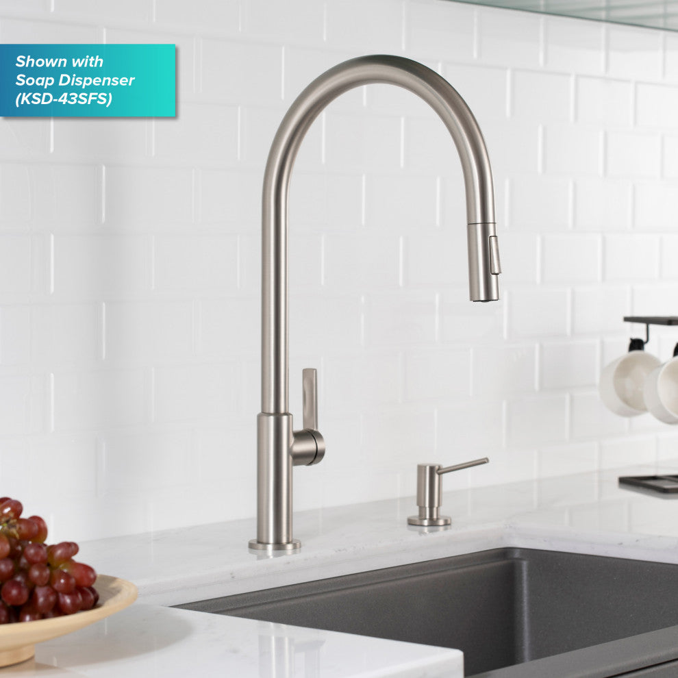 Oletto Pull-Down 1-Hole Kitchen Faucet, Spot Free Stainless Steel